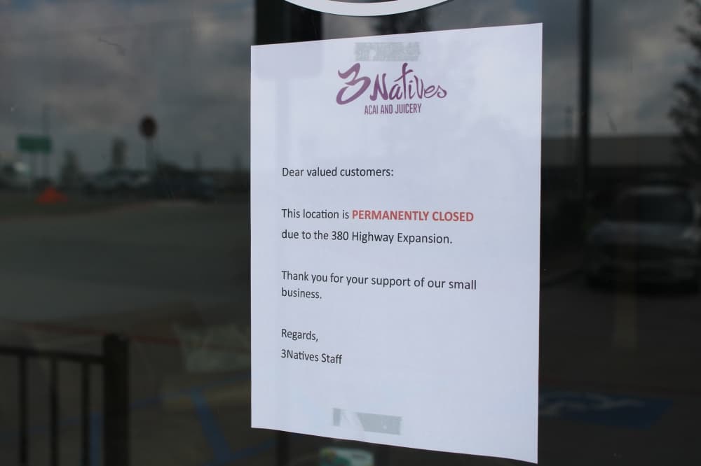 Picture of a sign posted on the 3Natives front door