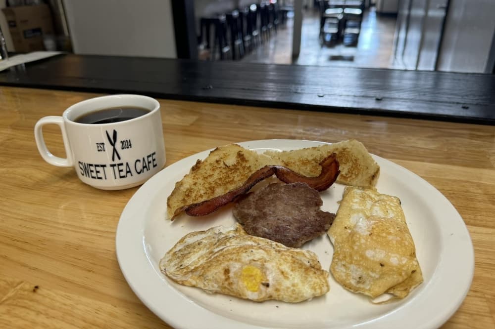 The Sweet Tea Breakfast includes eggs, bacon or sausage patties, toast and coffee for $5. (Courtesy Sweet Tea Cafe)