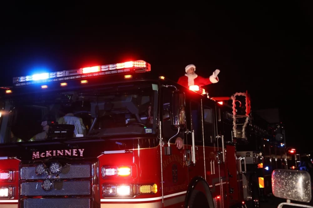 Santa on a fire truck