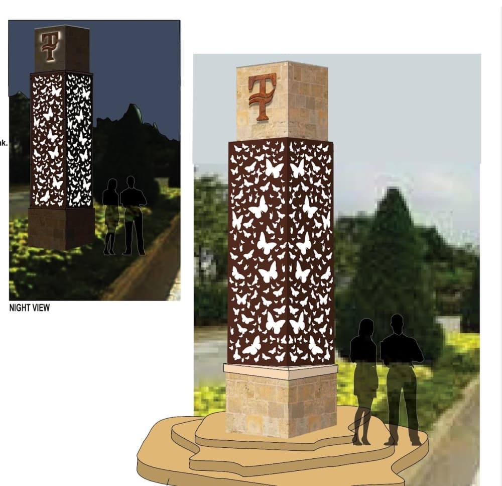 Renderings of roadway monuments