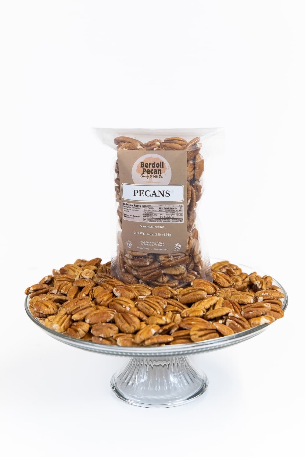 An image of seasoned pecans sold at the business. 