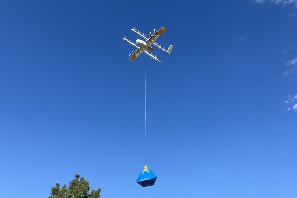 Wing drone in the air