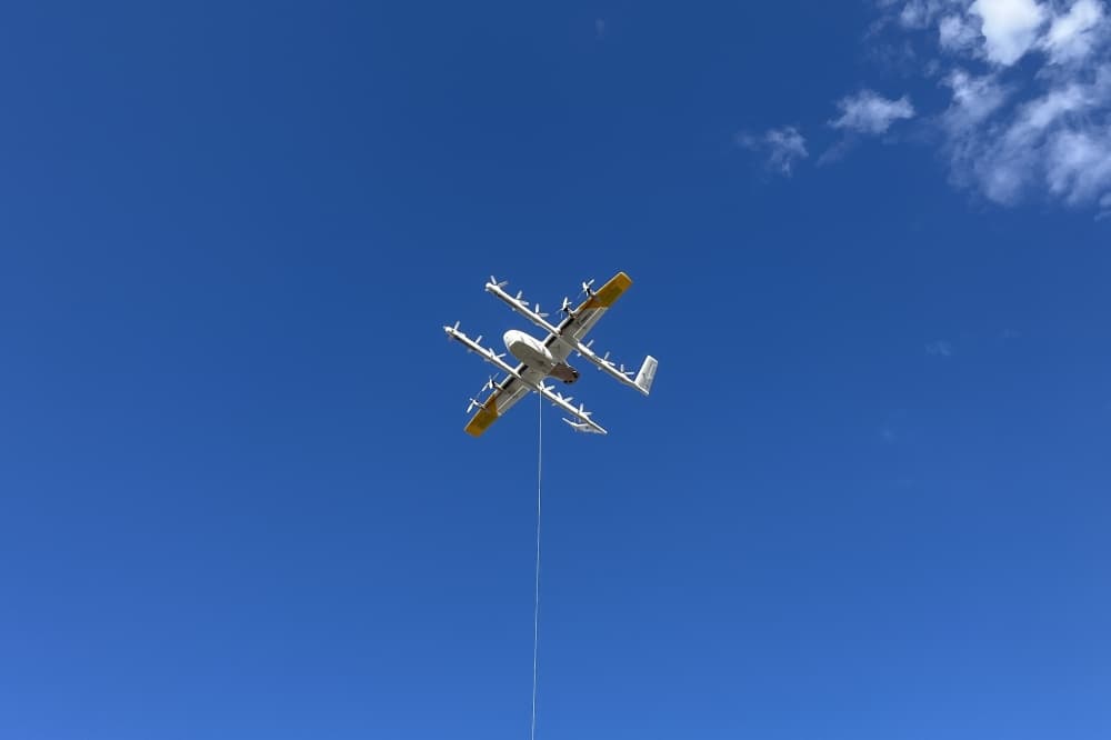 Wing drone in the air