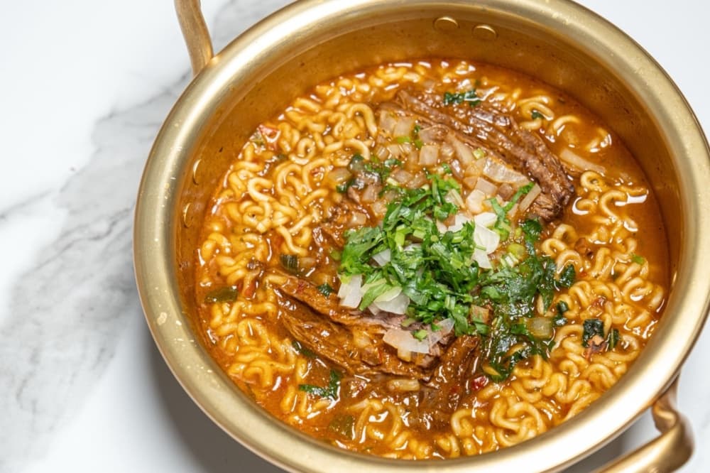 An image of the birria ramen sold at the business. 