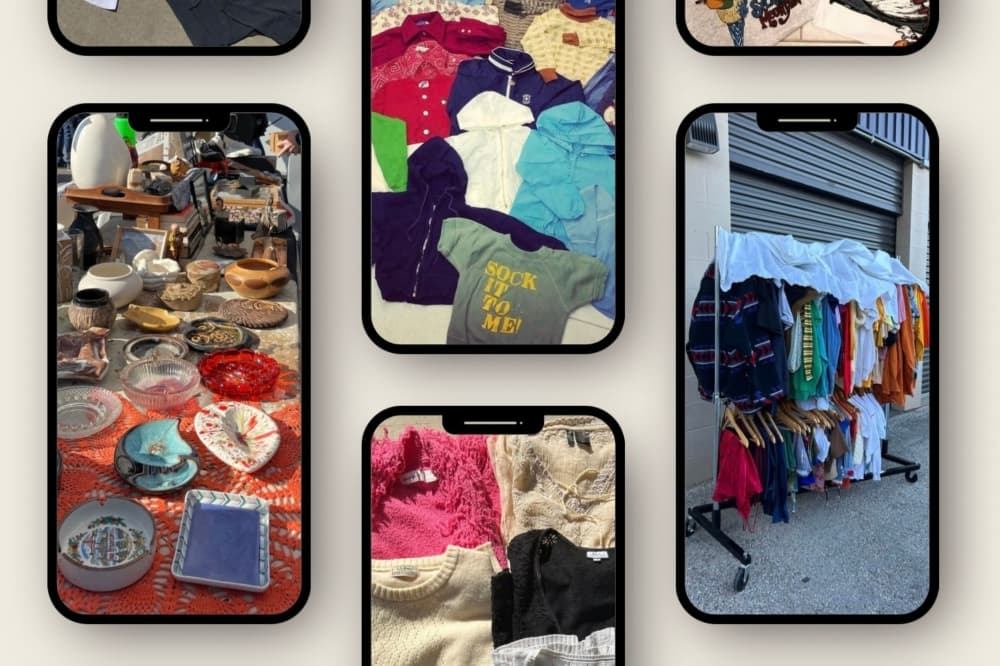 An image of some of the clothing and accessories sold at the business. 