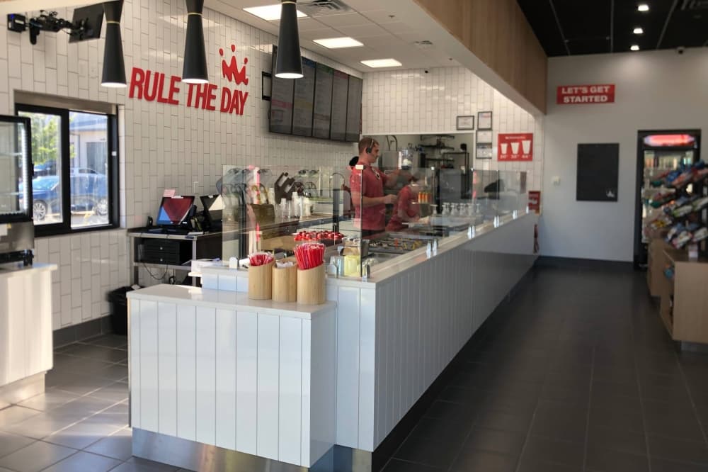 Inside a Smoothie King business. 