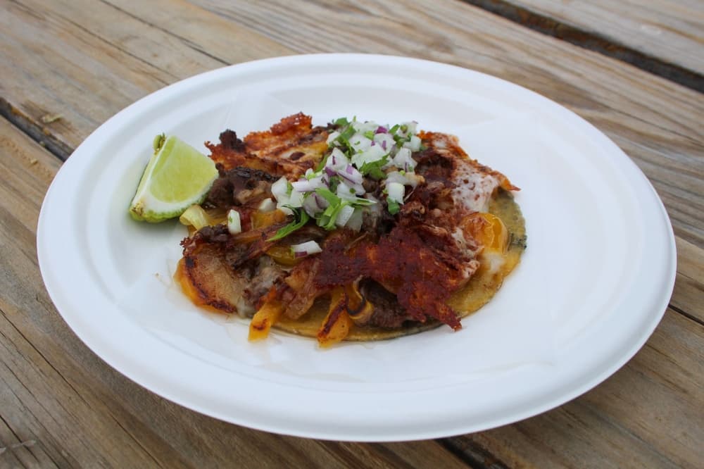 An image of the Alambre taco at the truck