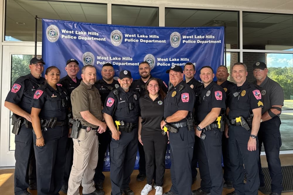 West Lake Hills police officers gathered for a photo on Public Safety Day. (Courtesy West Lake Hills Police)