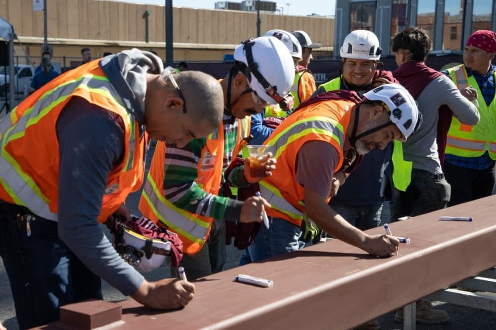 Fort Worth officials celebrate 'topping out' of first Texas A&M-Fort Worth building
