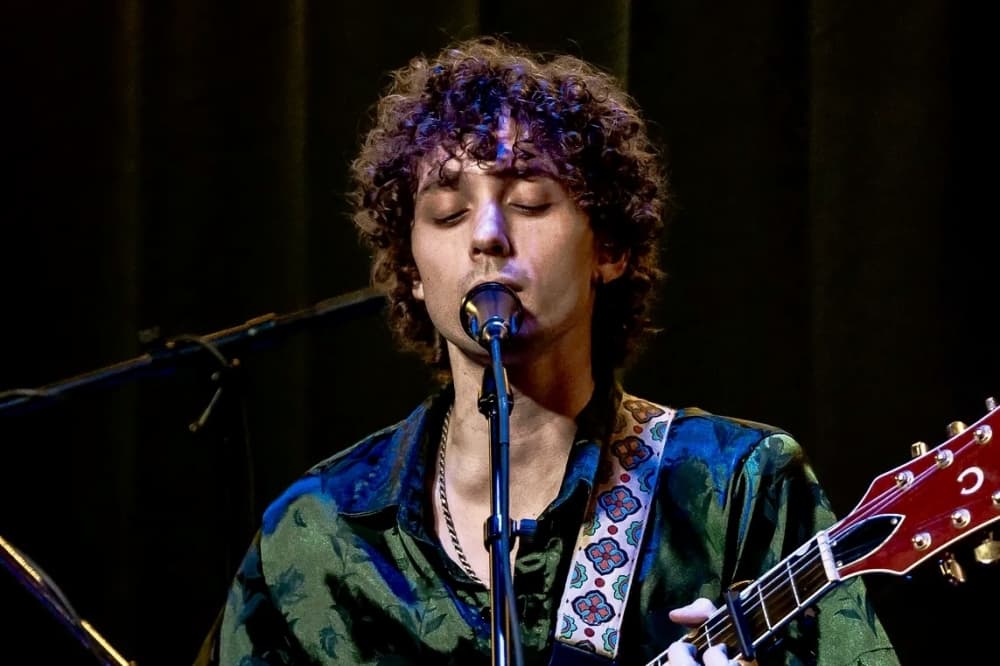 musician at microphone