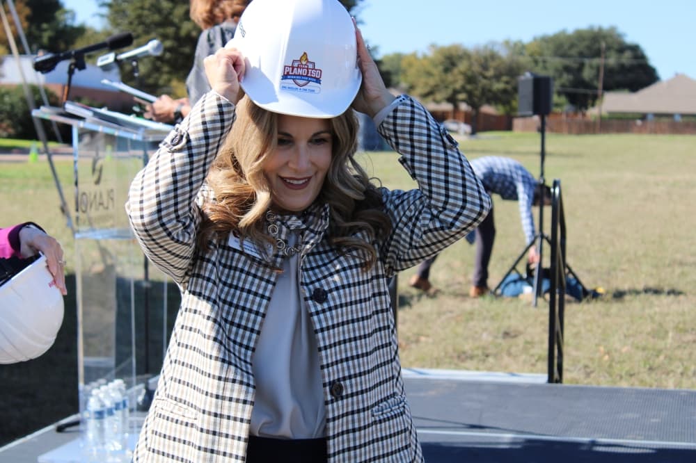 Plano ISD Superintendent Theresa Williams, the PISD board of trustees, other district officials and community members were on hand for a Nov. 19 groundbreaking ceremony for the CTE Center. (Dustin Butler/Community Impact)