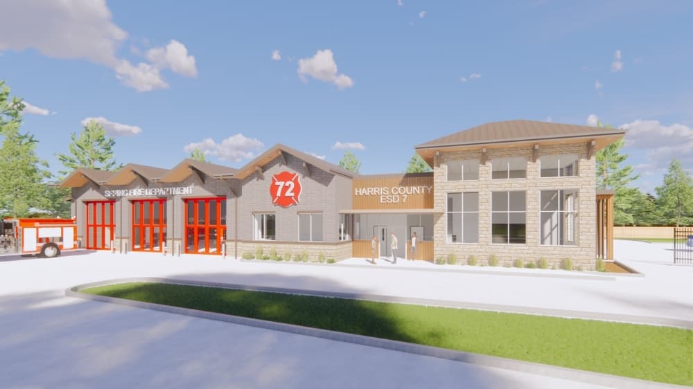 Spring Fire Department's Station 72 is being completely rebuilt to include dorm space and space to house an ambulance. (Rendering courtesy Spring Fire Department)