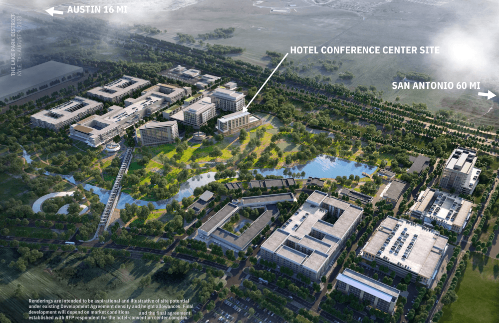 aerial rendering of the project