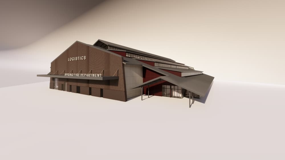 On roughly 63 acres of land at the northeast corner of E. Louetta Road and Lexington Blvd., construction began in early 2024 on a two-phase project, which will include a 51,000-square-foot logistics building, training props and an education building, which will also house administrative space. (Rendering courtesy Spring Fire Department)