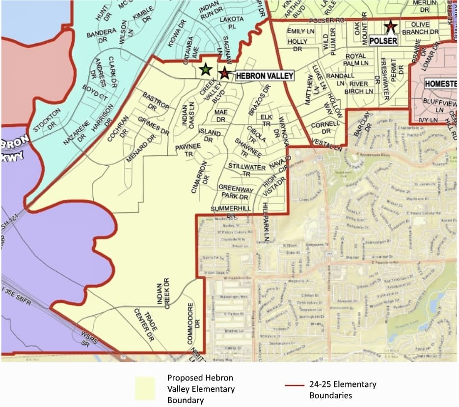 Boundary adjustments if Polser Elementary STEM Academy closes. (courtesy of LISD)