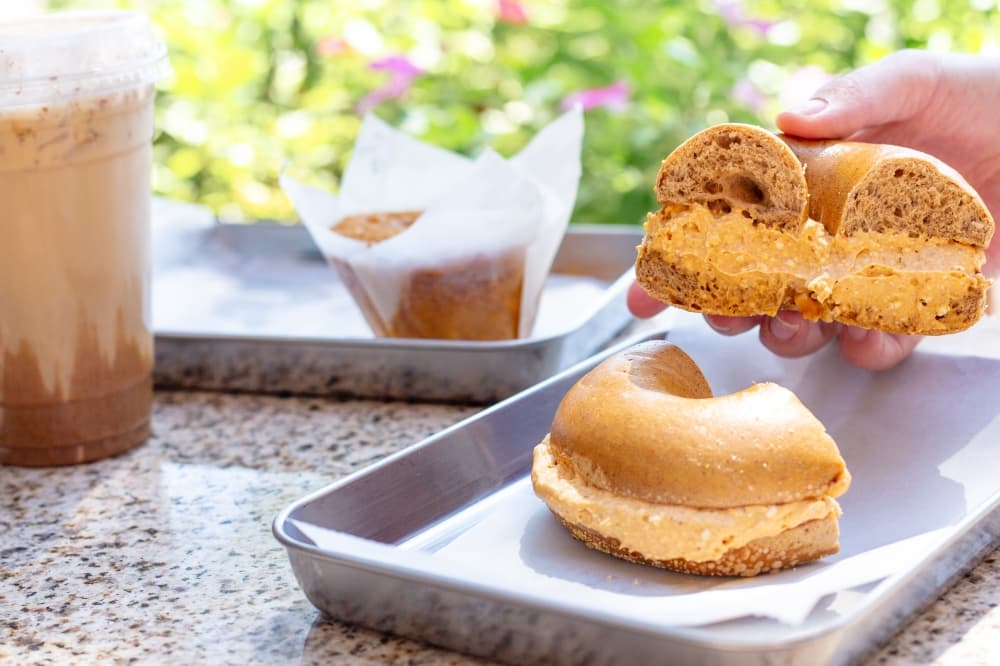 pumpkin bagel and muffin