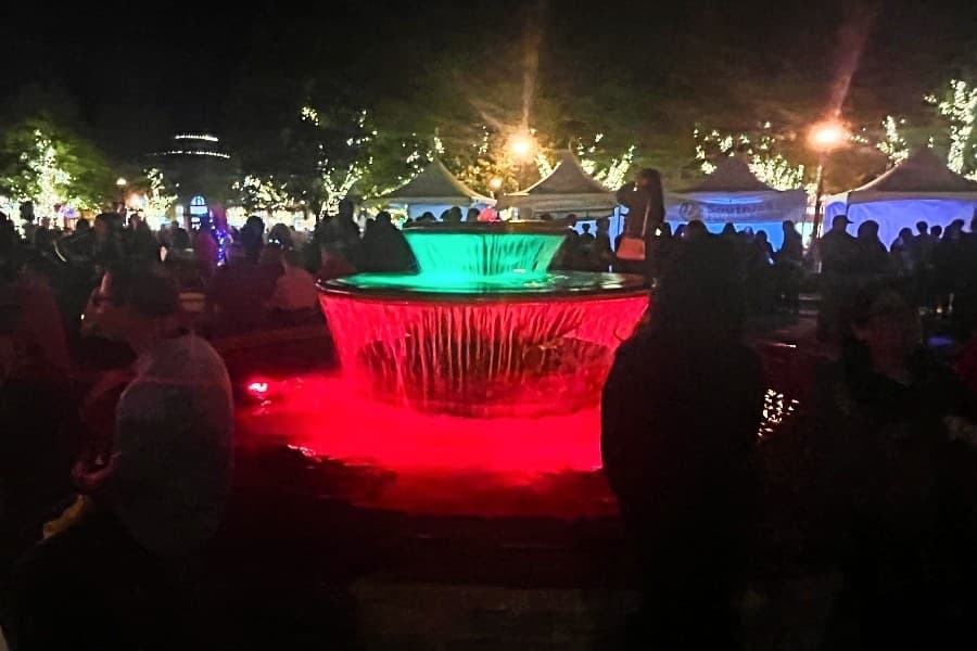 fountain with different color lights