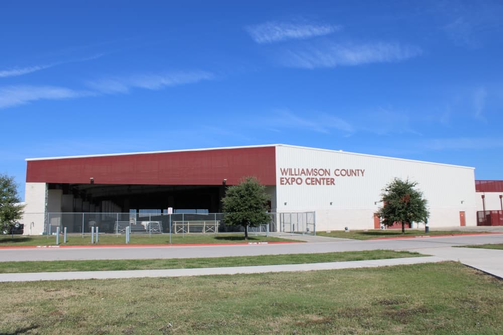 Outside of the Williamson County Expo Center's main building. 