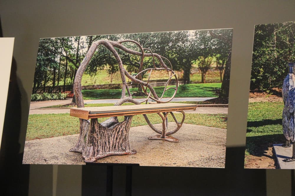 picture of a bench shaped like a tree