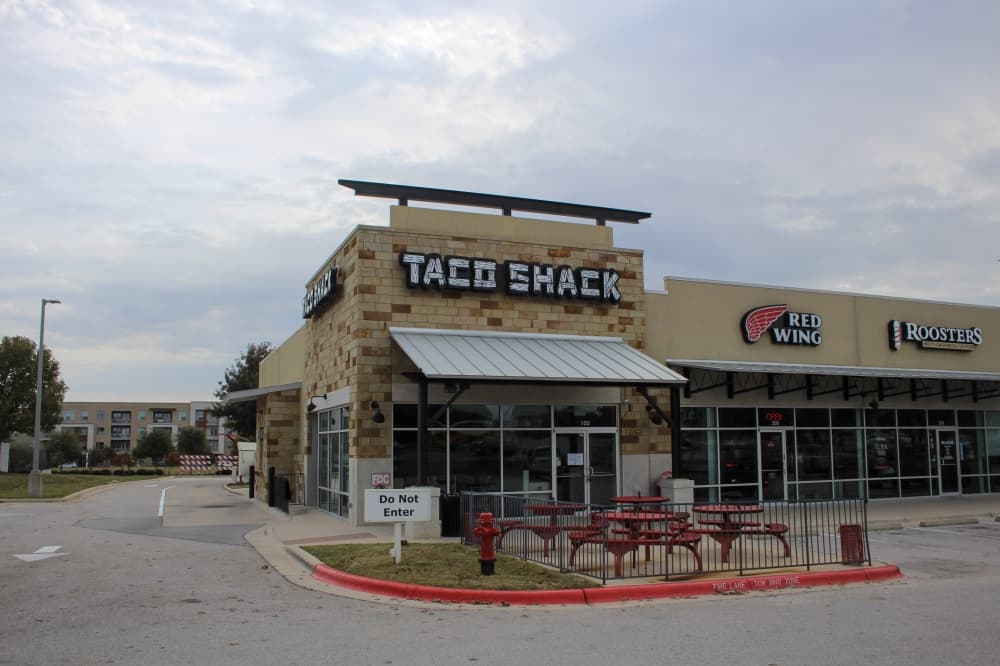 An image of the outside of the now closed Taco Shack. 