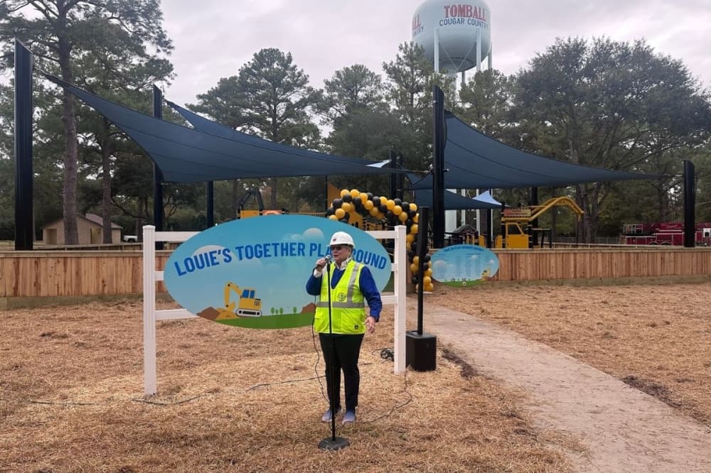 Mayor Lori Klein Quinn spoke during the Dec. 7 opening ceremony for Louie's Together Playground. (Lizzy Spangler/Community Impact)