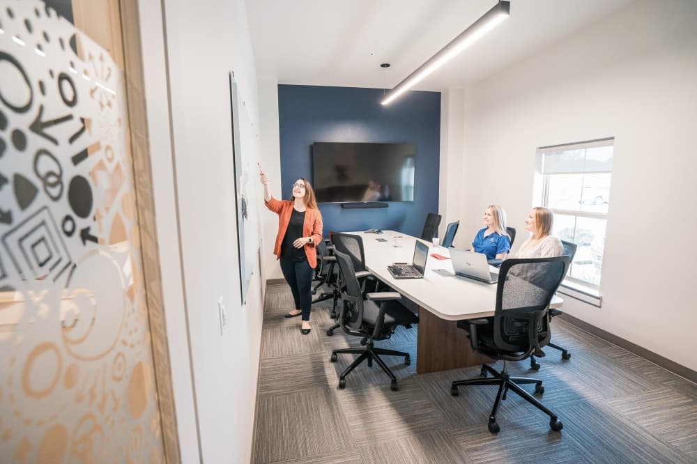 Meeting room with people
