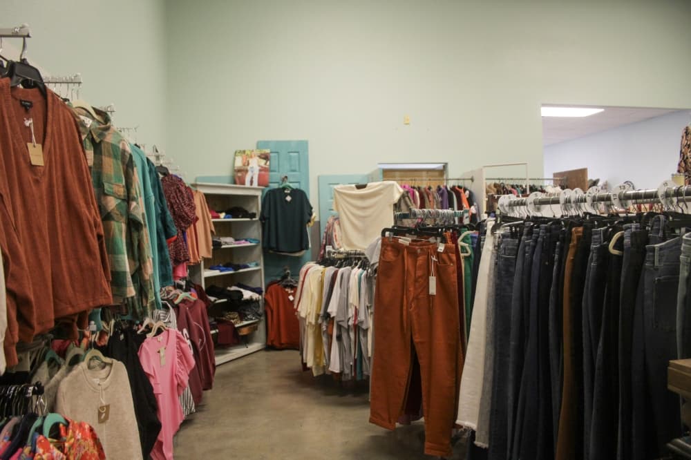 An image of clothing in the store. 