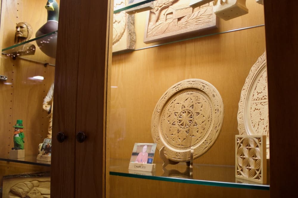 Case of woodcarvings
