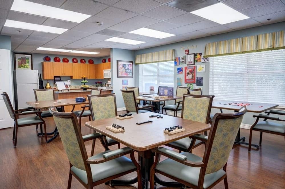 interior shot with tables, cabinets