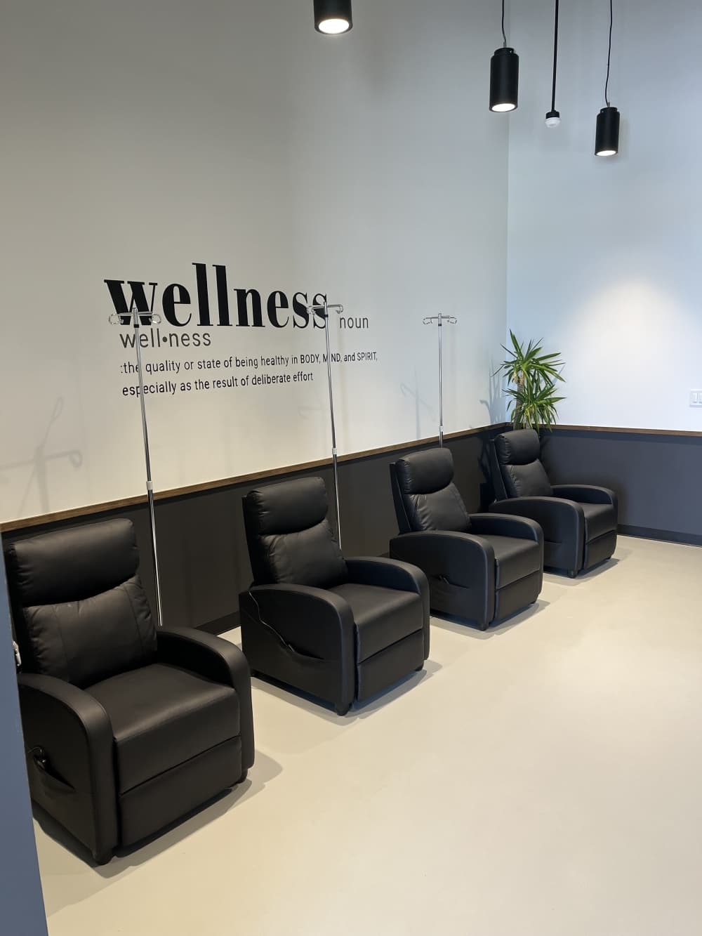 An image of chairs available for IV therapy in the business. 