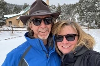 Bill and Lovett in the snow