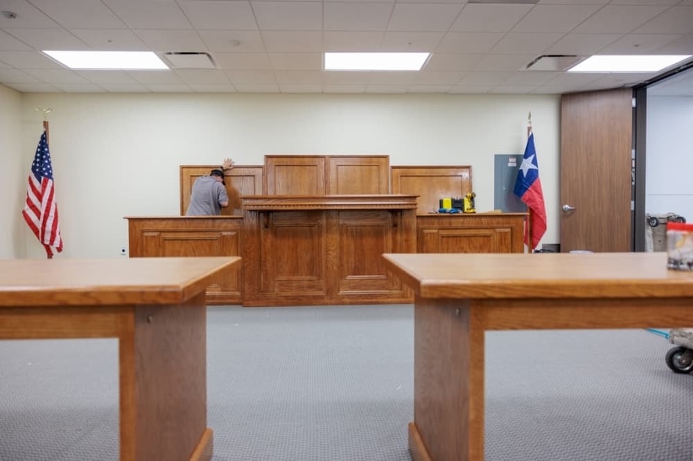 The newly constructed courtroom practicum at Lone Star College-University Park provides students with an immersive environment to practice legal procedures and courtroom operations. (Courtesy Lone Star College-University Park) 