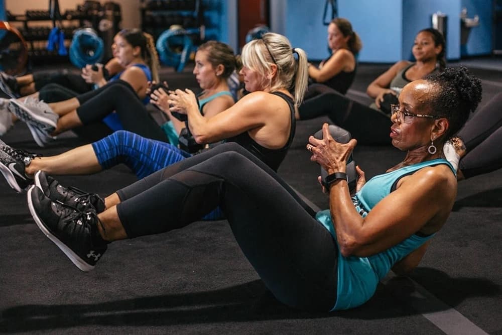 Working out in a gym