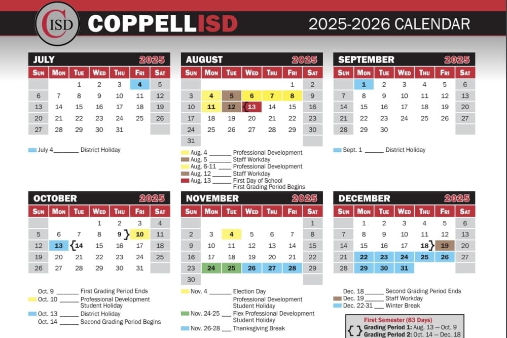 There are 83 days in the first semester. (Courtesy CISD)