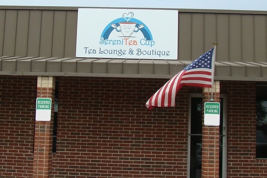An image of the new tea shop's sign. 