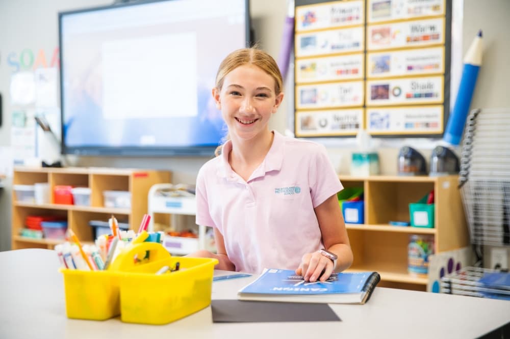 A girl in a classroom