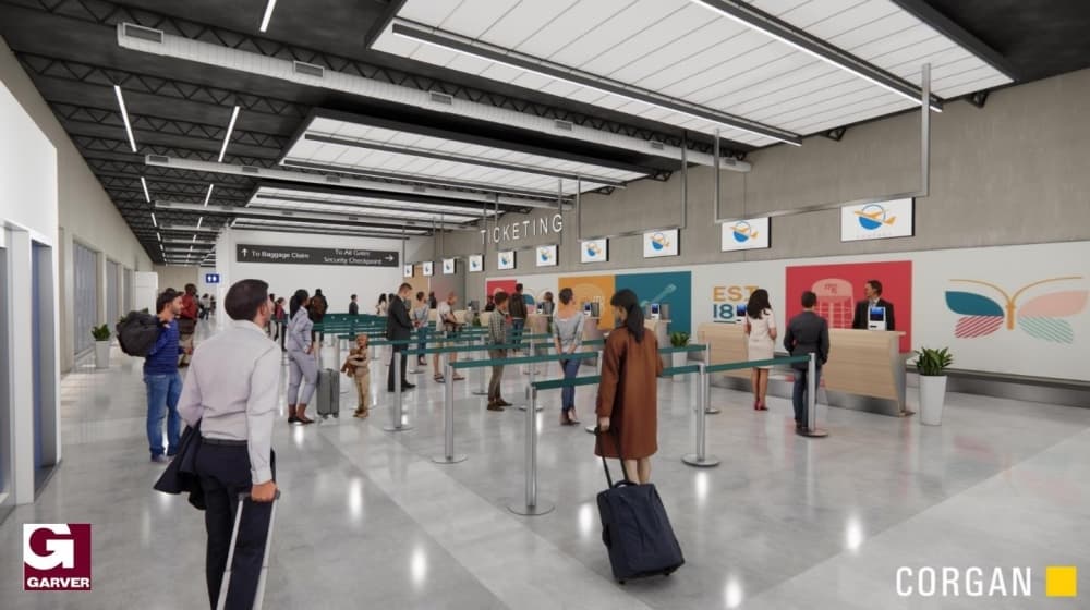 Rendering of the ticketing area