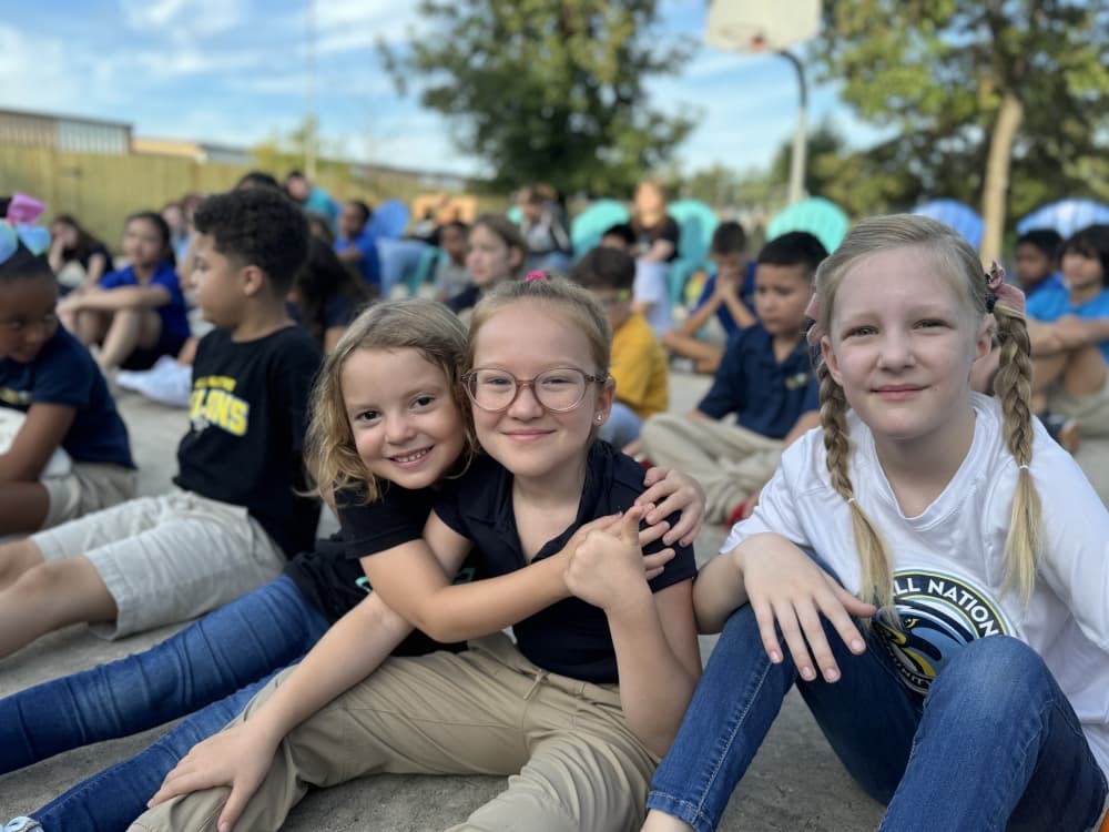 A group of students outside