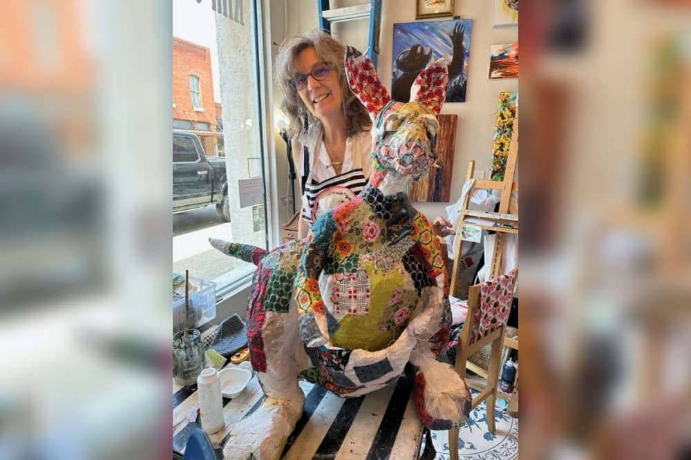 Kim Guthrie with her art