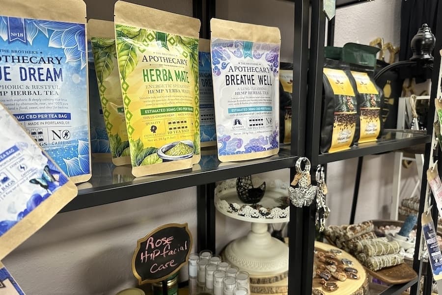 More offerings at Bee's Wellness are CBD teas, honey, legal cannabis, sea moss, organic soaps, bee pollen, candles and more. (Thalia Guzman/Community Impact)