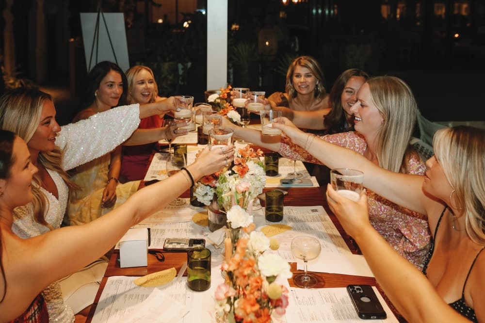 A photo of a group of women at the restaurant. 