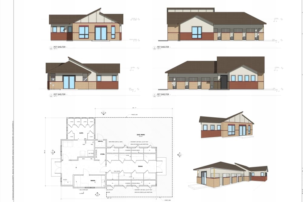 Architectural rendering of a kennel 