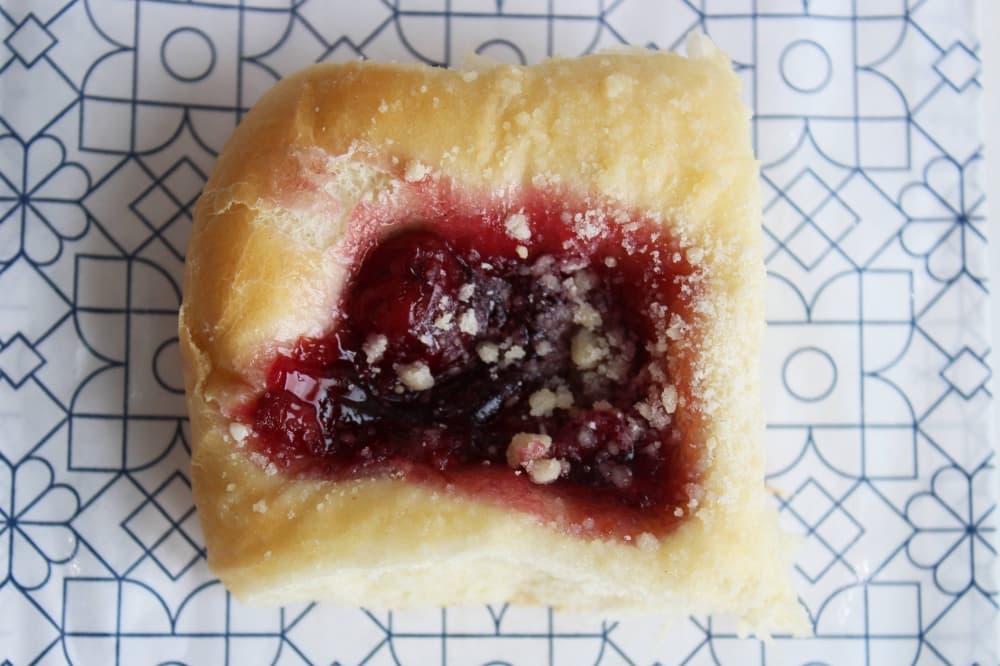 Kolache with cherry filling. 