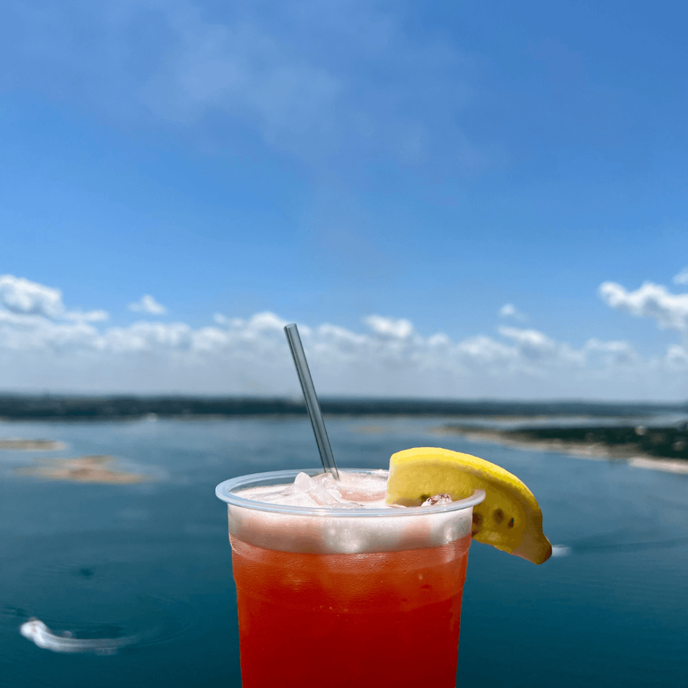 A drink offered at Oasis Texas Brewing which overlooks Lake Travis. (Courtesy Oasis Texas Brewing)
