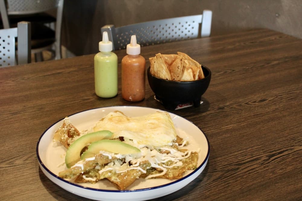 chilaquiles and chips and salsa
