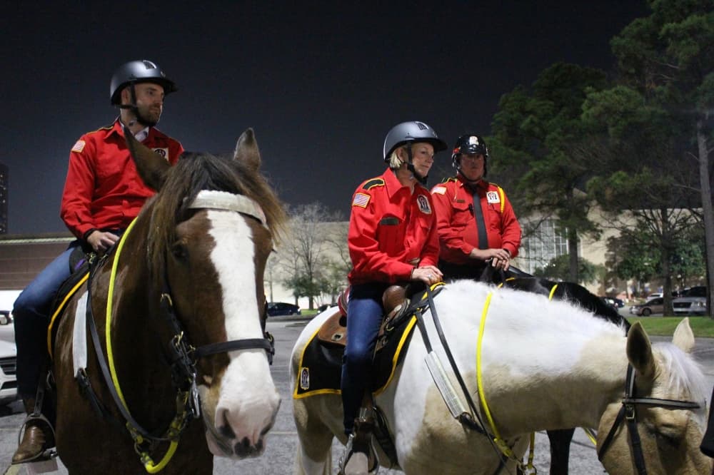 The Woodlands Township board members join Alpha & Omega mounted patrol for evening patrol