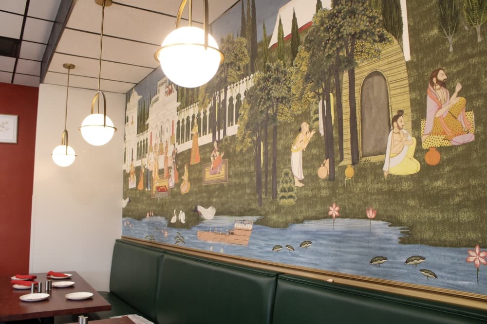 An image of art inside the business. 