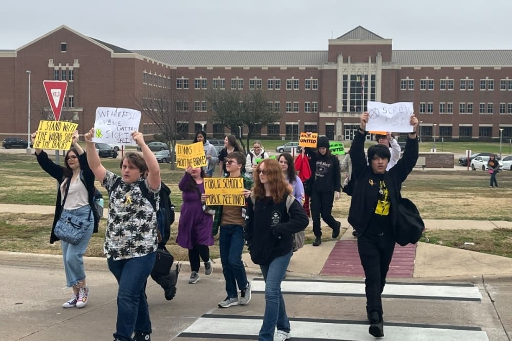 Keller ISD high school students stage walkout to protest district split