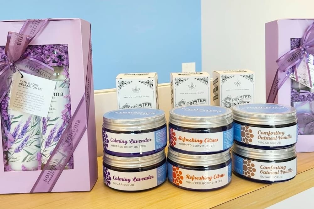 Frenchies Modern Nail Care body scrubs and body butters 