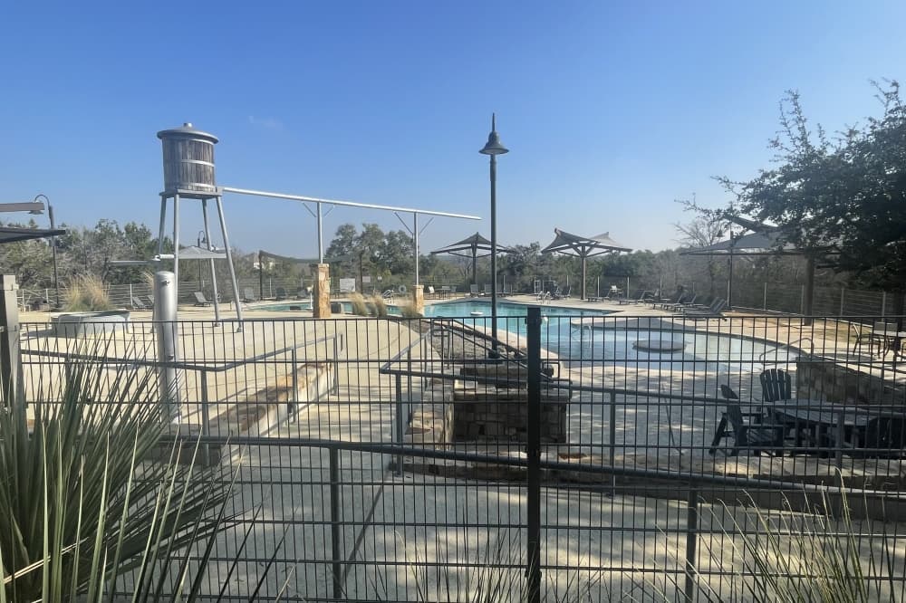 The neighborhood's pool is located behind the Rancho Sienna House. (Claire Shoop/Community Impact)